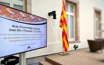 El Parlament de Catalunya i la Fundació Catalana per a la Recerca i la Innovació homenatgen la trajectòria del bioquímic Joan Oró i Florensa, diputat de la primera legislatura