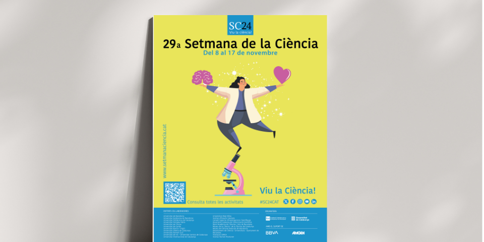 La Fundació Catalana per a la Recerca i la Innovació ha presentat avui el cartell de la Setmana de la Ciència 2024, del dissenyador gràfic valencià Sergio Iborra